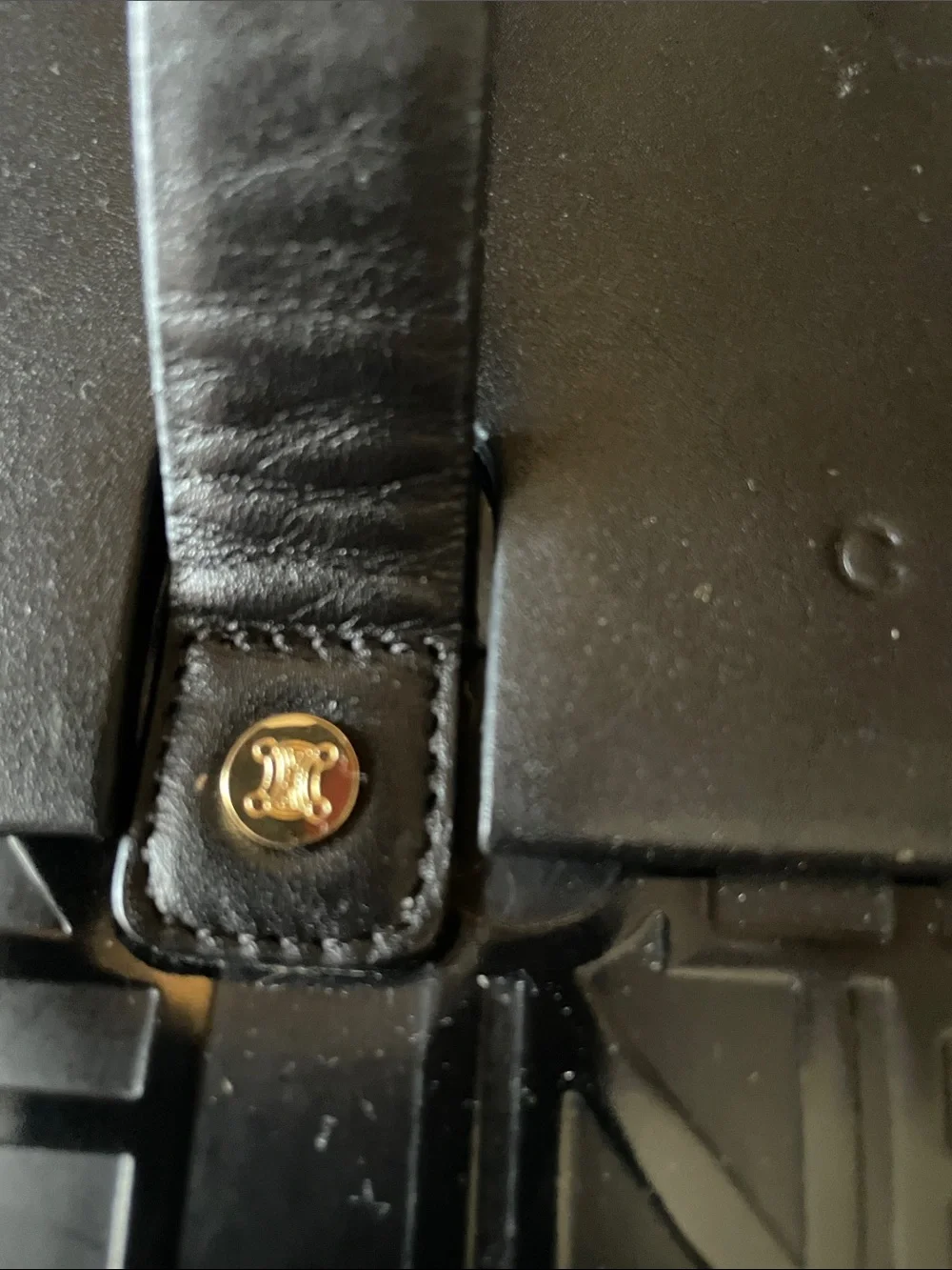 Celine Black Embossed Logo Leather Top-Handle Briefcase